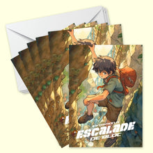 Lot de 8 invitations anniversaire en Français + 8 enveloppes | Thème ESCALADE | Design Manga | Fête pour les enfants