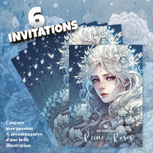 Lot de 6 invitations anniversaire en Français + 6 enveloppes | Thème La Reine des Roses | Fête pour les enfants