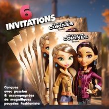 Lot de 6 invitations anniversaire en Français + 6 enveloppes | Thème Fête entre copines | Mode et Fashionista