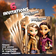Lot de 6 invitations anniversaire en Français à personnaliser + 6 enveloppes | Thème Fête entre copines | Mode et Fashionista
