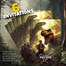 Lot de 6 invitations anniversaire en Français à personnaliser + 6 enveloppes  | Thème Aventuriers des dinosaures perdus | Fête pour les enfants