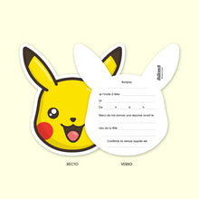 Lot de 5 invitations anniversaire Pikachu en Français | PikaParty | + 5 enveloppes & stickers