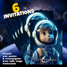 Lot de 6 invitations anniversaire en Français + 6 enveloppes | Thème Astronautes - Cosmonautes | Fête pour les enfants