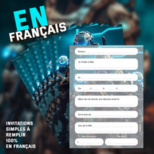 Lot de 6 invitations anniversaire en Français à personnaliser + 6 enveloppes | Laser Game - Laser Quest | Fête pour les enfants