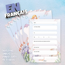 Lot de 6 invitations anniversaire en Français + 6 enveloppes | Thème sirènes | Fête pour les enfants