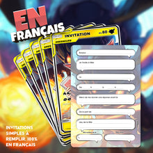 Lot de 8 invitations anniversaire en Français + 8 enveloppes | Les meilleurs dresseurs | Dans le style des cartes Pokémon