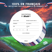 12 invitations anniversaire en Français | Thème Football | Cartes rondes - Grand format