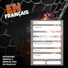 Lot de 8 invitations anniversaire en Français  + 8 enveloppes | Thème Football