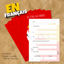 Lot de 6 invitations anniversaire en Français + 6 enveloppes | Thème Fast-Food | Fête pour les enfants