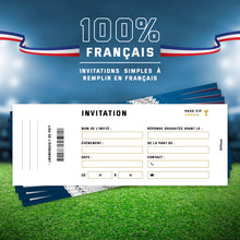 Lot de 12 invitations anniversaire en Français | Thème Football | Style Manga | Format Ticket