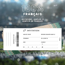 Lot de 12 invitations anniversaire en Français | Thème Rugby | Format Ticket | Adresse détachable