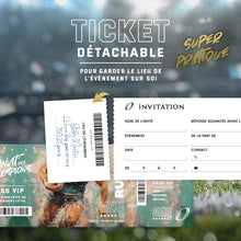 Lot de 12 invitations anniversaire en Français | Thème Rugby | Format Ticket | Adresse détachable