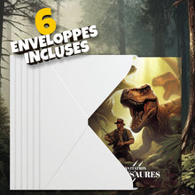 Lot de 6 invitations anniversaire en Français + 6 enveloppes | Thème Aventuriers des dinosaures perdus | Fête pour les enfants