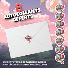 Lot de 8 invitations anniversaire en Français à personnaliser + 8 enveloppes | Chasseuses de cartes | Style Manga