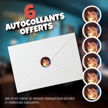 Lot de 6 invitations anniversaire en Français + 6 enveloppes | Thème potes et réseaux sociaux | Style Manga - Anime