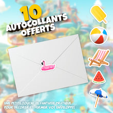 Lot de 10 invitations anniversaire en Français + 10 enveloppes | Thème Parc Aquatique | Toboggans Piscine | Club de plage