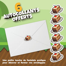 Lot de 6 invitations anniversaire en Français à personnaliser + 6 enveloppes | Thème jeux vidéo | Style Pixel-art | Fête pour les enfants