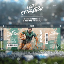 Lot de 12 invitations anniversaire en Français | Thème Rugby | Format Ticket | Adresse détachable