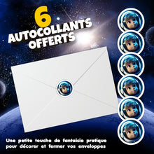Lot de 6 invitations anniversaire en Français + 6 enveloppes | Thème Astronautes - Cosmonautes | Fête pour les enfants