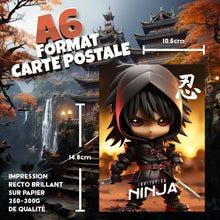 Lot de 8 invitations anniversaire en Français + 8 enveloppes | Thème Ninja | Style Manga | Fête pour les enfants