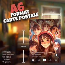 Lot de 6 invitations anniversaire en Français + 6 enveloppes | Thème amis et réseaux sociaux | Style Manga - Anime