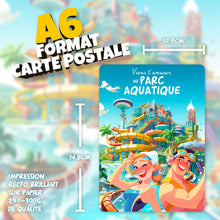 Lot de 10 invitations anniversaire en Français + 10 enveloppes | Thème Parc Aquatique | Toboggans Piscine | Club de plage