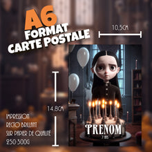 Lot de 6 invitations anniversaire en Français à personnaliser + 6 enveloppes | Thème inspiré de Mercredi ADDAMS | Fête pour les enfants
