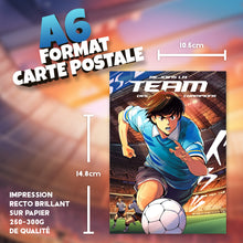 Lot de 6 invitations anniversaire en Français + 6 enveloppes | Thème Football | Style Manga